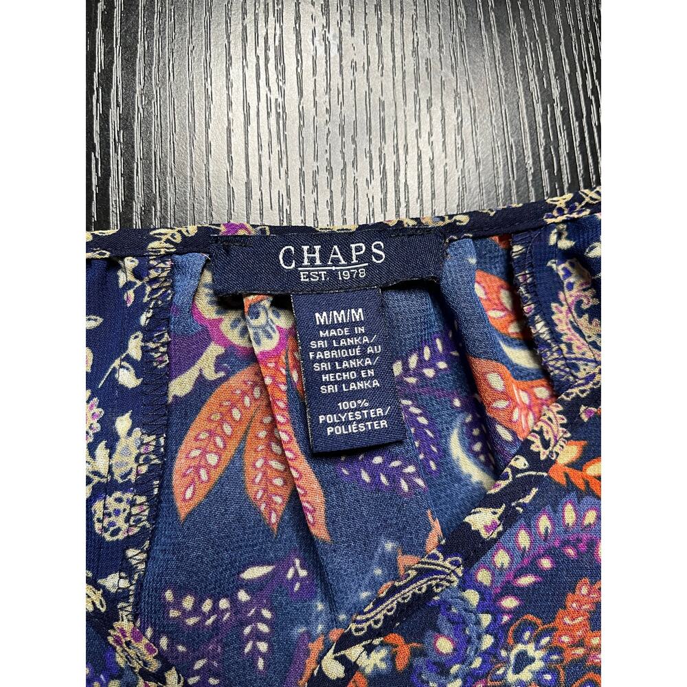 Chaps Semi-Sheer Patchwork Boho Tunic Blouse - image 4